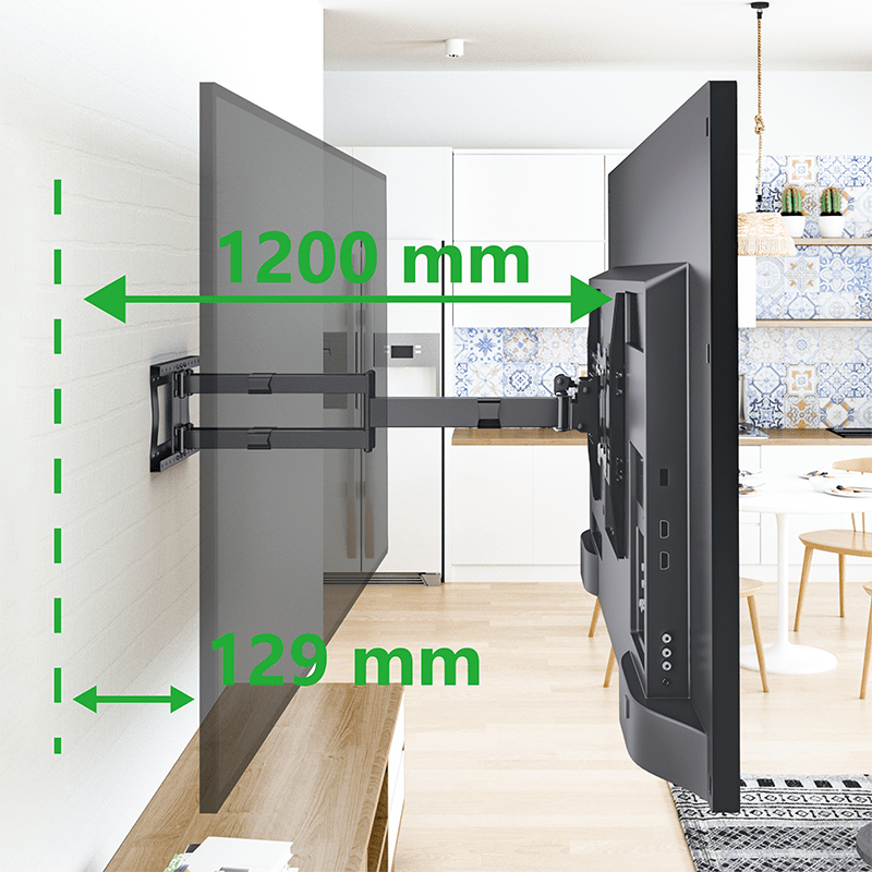 XTRARM Cratos 120 cm doble Rotate VESA 600 TV - Soporte TV de pared Negro