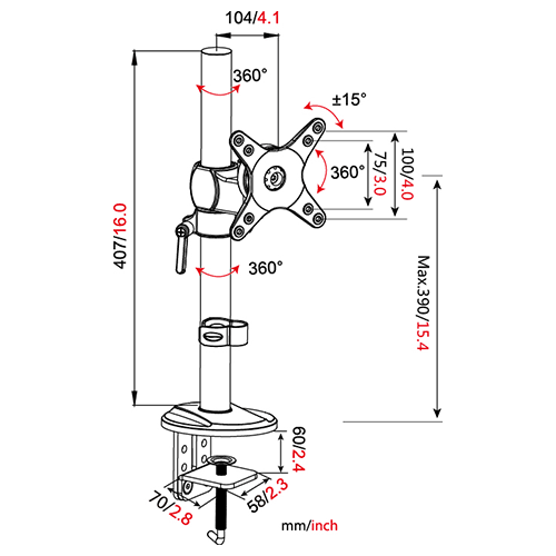 DQ Wall-Support VM D11 - Soporte de monitor Negro