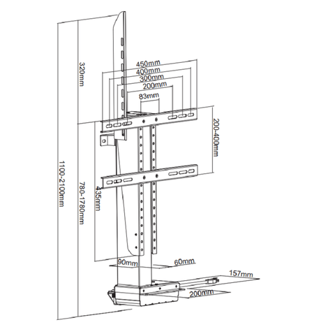 DQ Wall-Support Ares 1000 L - Ascensor TV electrico