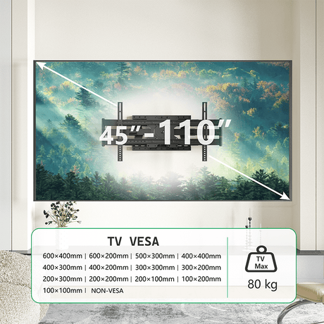 XTRARM Cratos 100 cm doble Rotate VESA 600 TV - Soporte TV de pared Negro