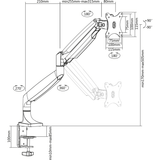 DQ Wall-Support Nika Brazo para un Monitor Gris con resorte de gas